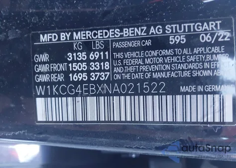 2022 Mercedes-Benz Eqs 580 4Matic z USA, uszkodzony, nr VIN W1KCG4EBXNA021522